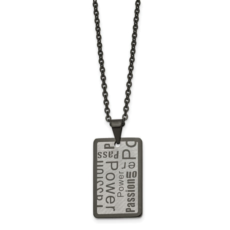 Polished and Brushed Black IP plated Necklace Charm Pendant in Real 316 Stainless Steel