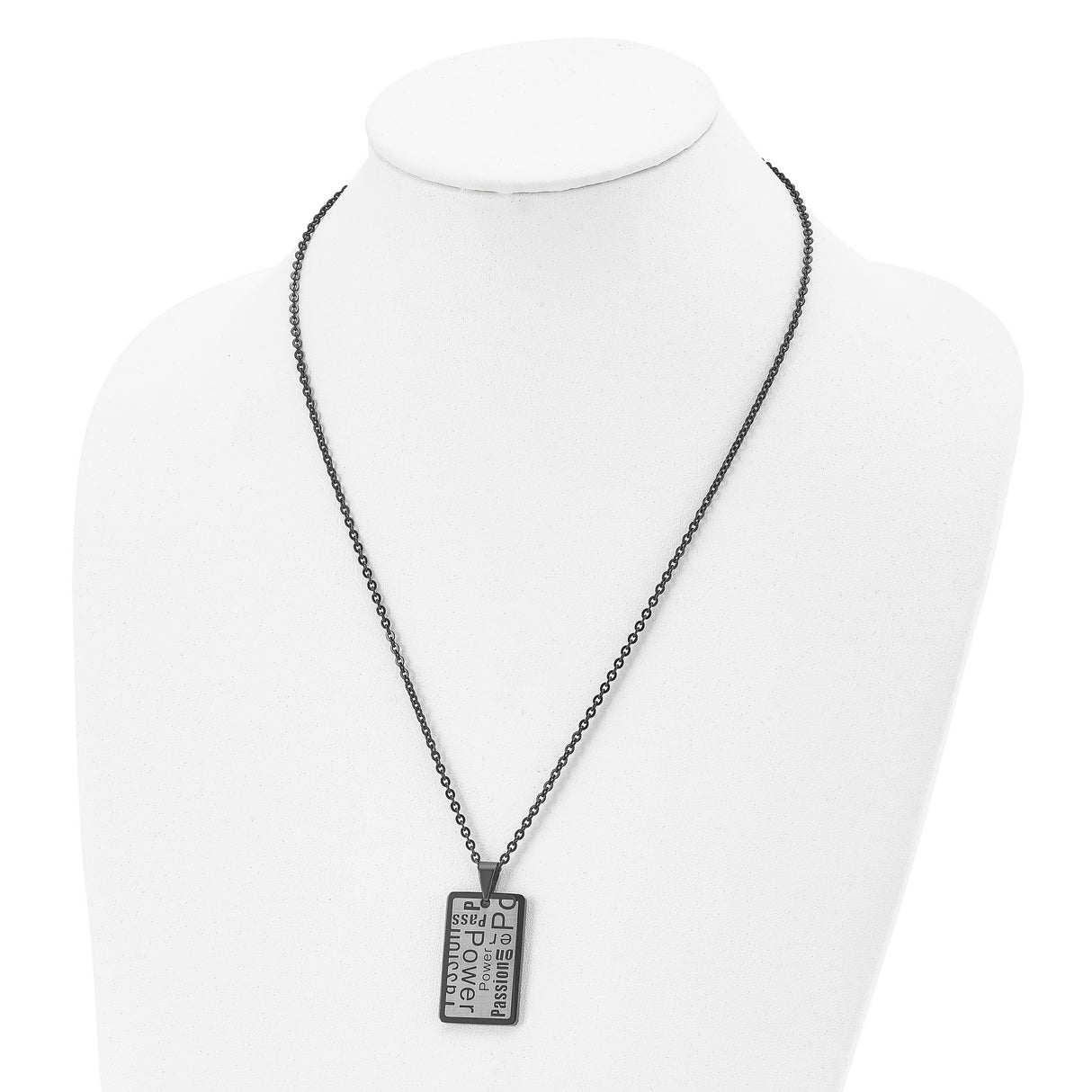 Polished and Brushed Black IP plated Necklace Charm Pendant in Real 316 Stainless Steel