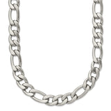 Stainless Steel 7.50 mm Figaro Chain Necklace, Brushed shown for scale