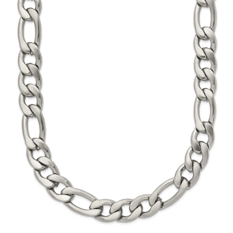 Stainless Steel 7.50 mm Figaro Chain Necklace, Brushed shown for scale
