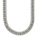 Stainless Steel 7.25 mm Curb Chain Necklace, Polished shown for scale