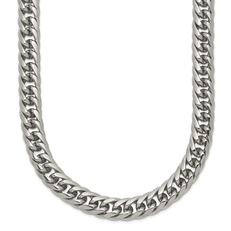 Stainless Steel 7.25 mm Curb Chain Necklace, Polished shown for scale
