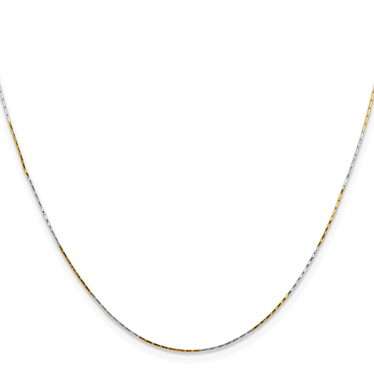 Two-tone Gold 0.85 mm Box Chain Necklace, Polished alternate angle