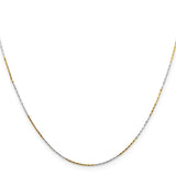Two-tone Gold 0.85 mm Box Chain Necklace, Polished alternate angle