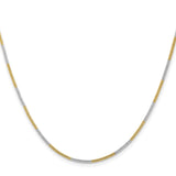 Two-tone Gold 1 mm Polished Chain Necklace, Solid