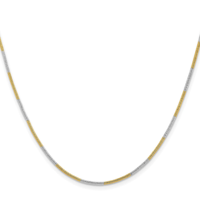 Two-tone Gold 1 mm Polished Chain Necklace, Solid