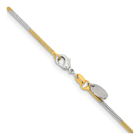 Two-tone Gold 1 mm Polished Chain Necklace, Solid alternate angle