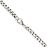 Stainless Steel 4 mm Box Chain Necklace, Polished alternate angle