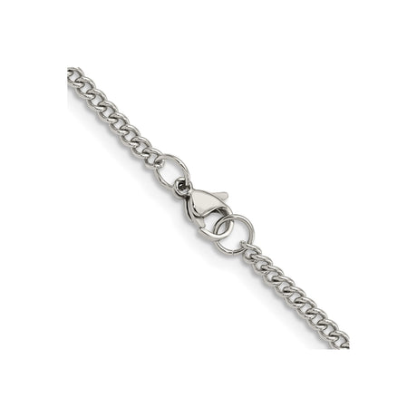Stainless Steel 3 mm Curb Chain Necklace, Polished alternate angle