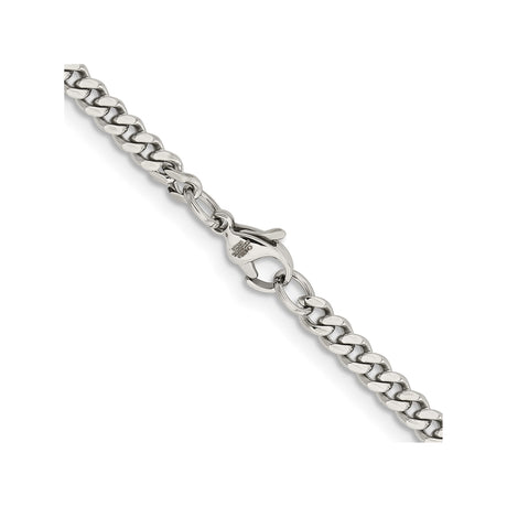 Stainless Steel 4 mm Curb Chain Necklace, Polished alternate angle