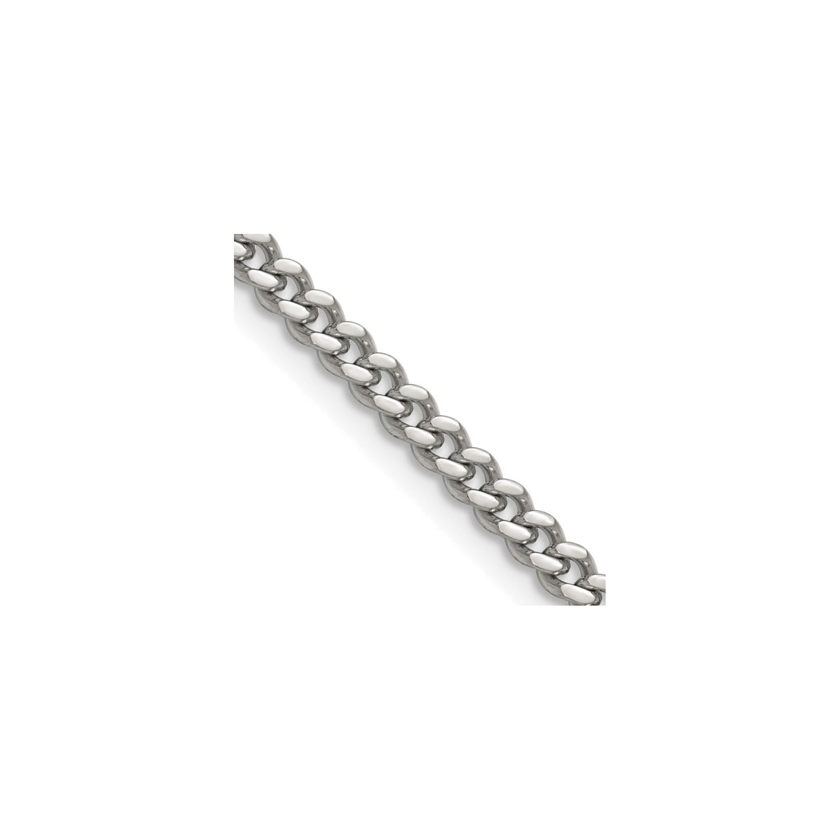Stainless Steel 4 mm Curb Chain Necklace, Polished detail view