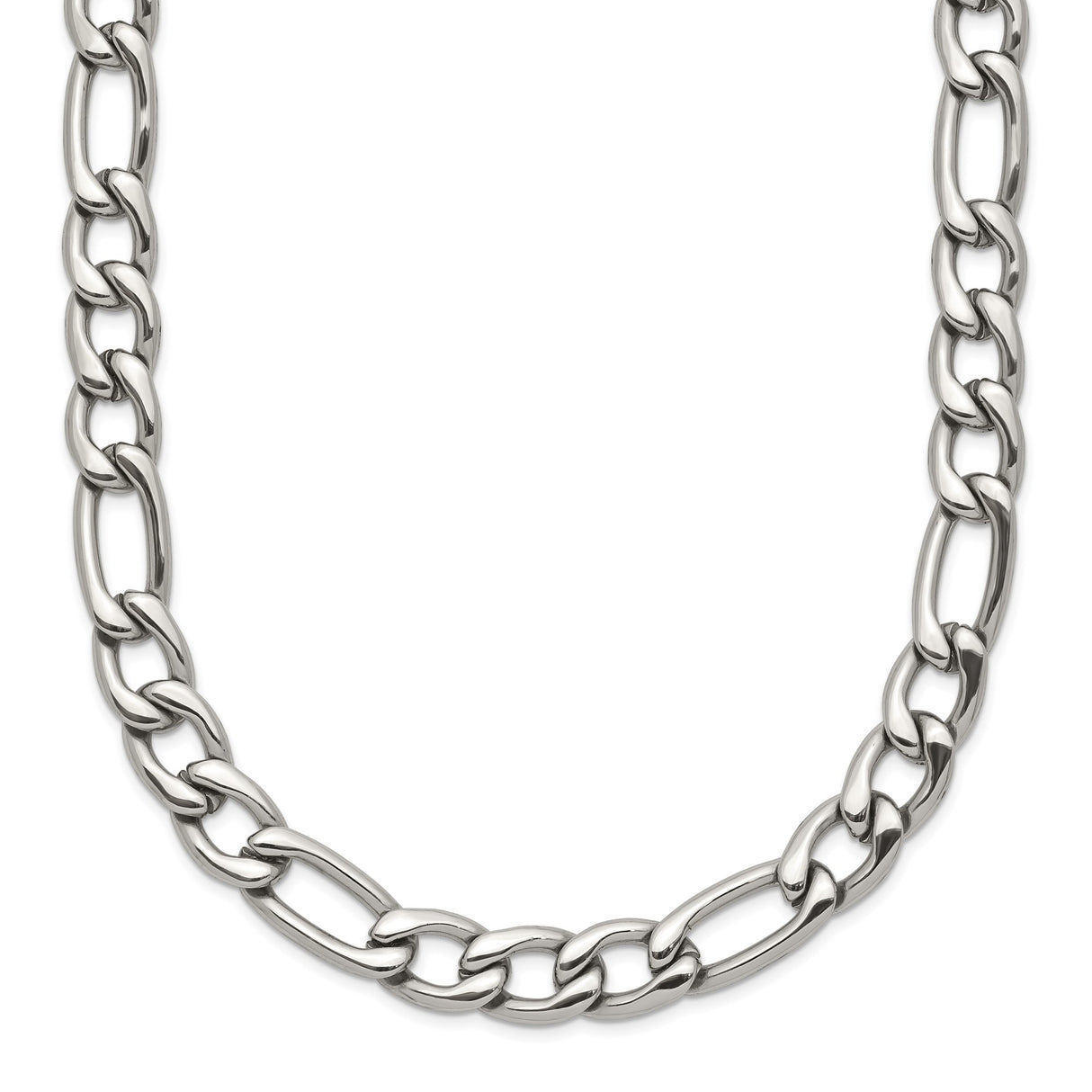 Stainless Steel 6 mm Figaro Chain Necklace, Polished shown for scale