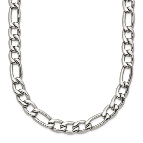 Stainless Steel 6 mm Figaro Chain Necklace, Polished shown for scale