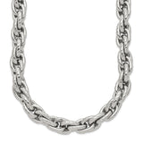 Stainless Steel 7.5 mm Rope Chain Necklace, Polished shown for scale