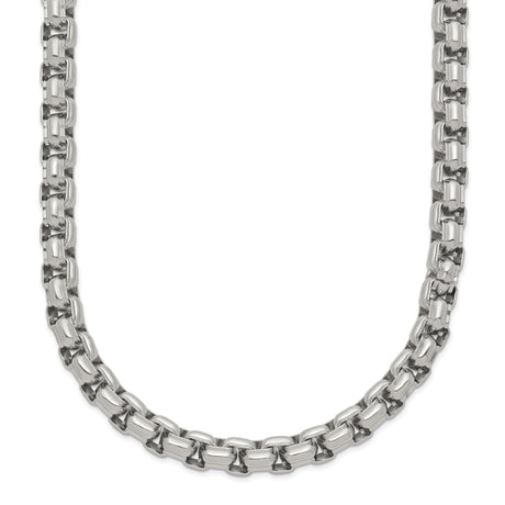 Stainless Steel 5 mm Box Chain Necklace, Polished shown for scale