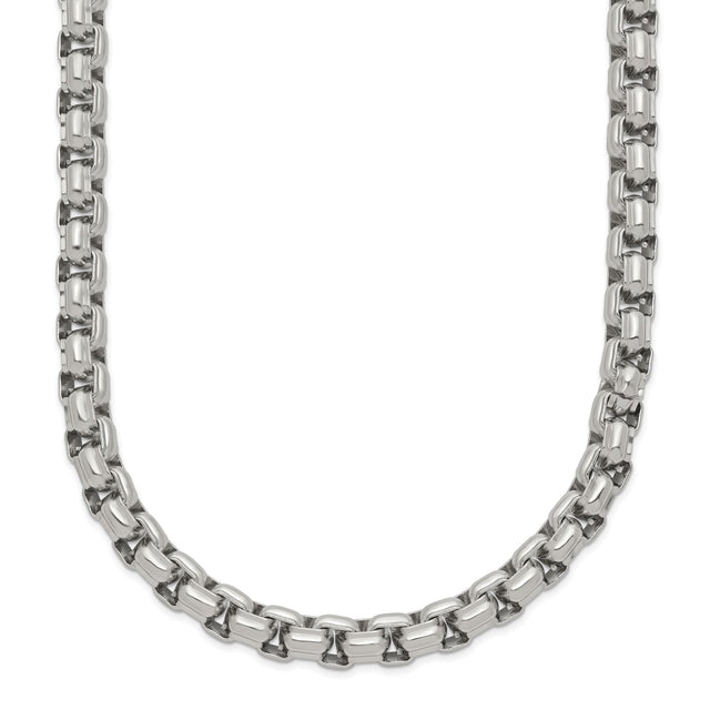 Stainless Steel 5 mm Box Chain Necklace, Polished shown for scale