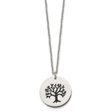Black Tree Of Life On Quarter Size With Necklace Charm Pendant in Real 316 Stainless Steel