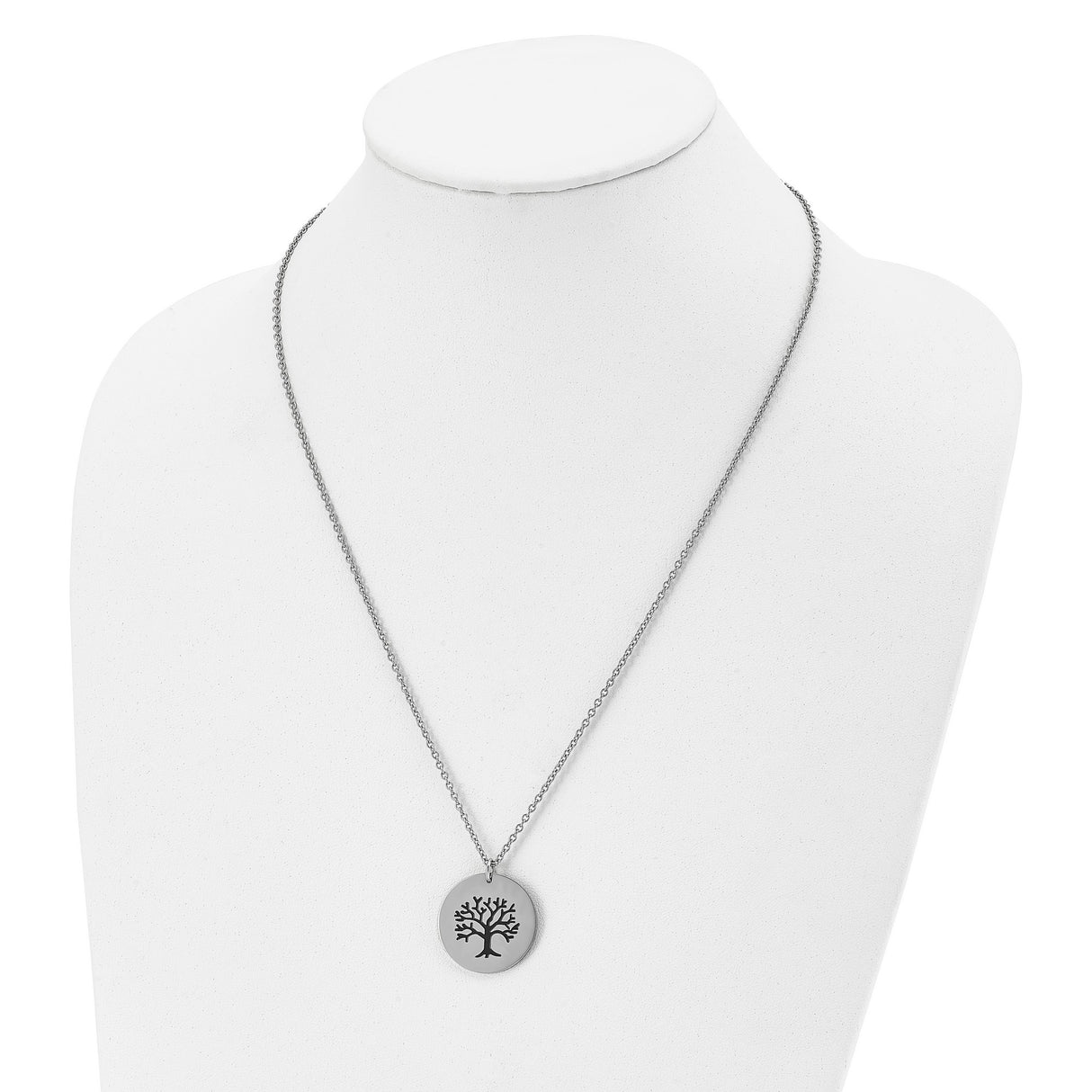 Black Tree Of Life On Quarter Size With Necklace Charm Pendant in Real 316 Stainless Steel