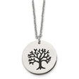 Black Tree Of Life On Quarter Size With Necklace Charm Pendant in Real 316 Stainless Steel