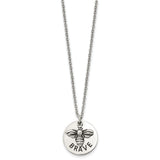 Bumble Bee Brave Word and Necklace 22 Inch Charm Pendant in Real 316 Stainless Steel