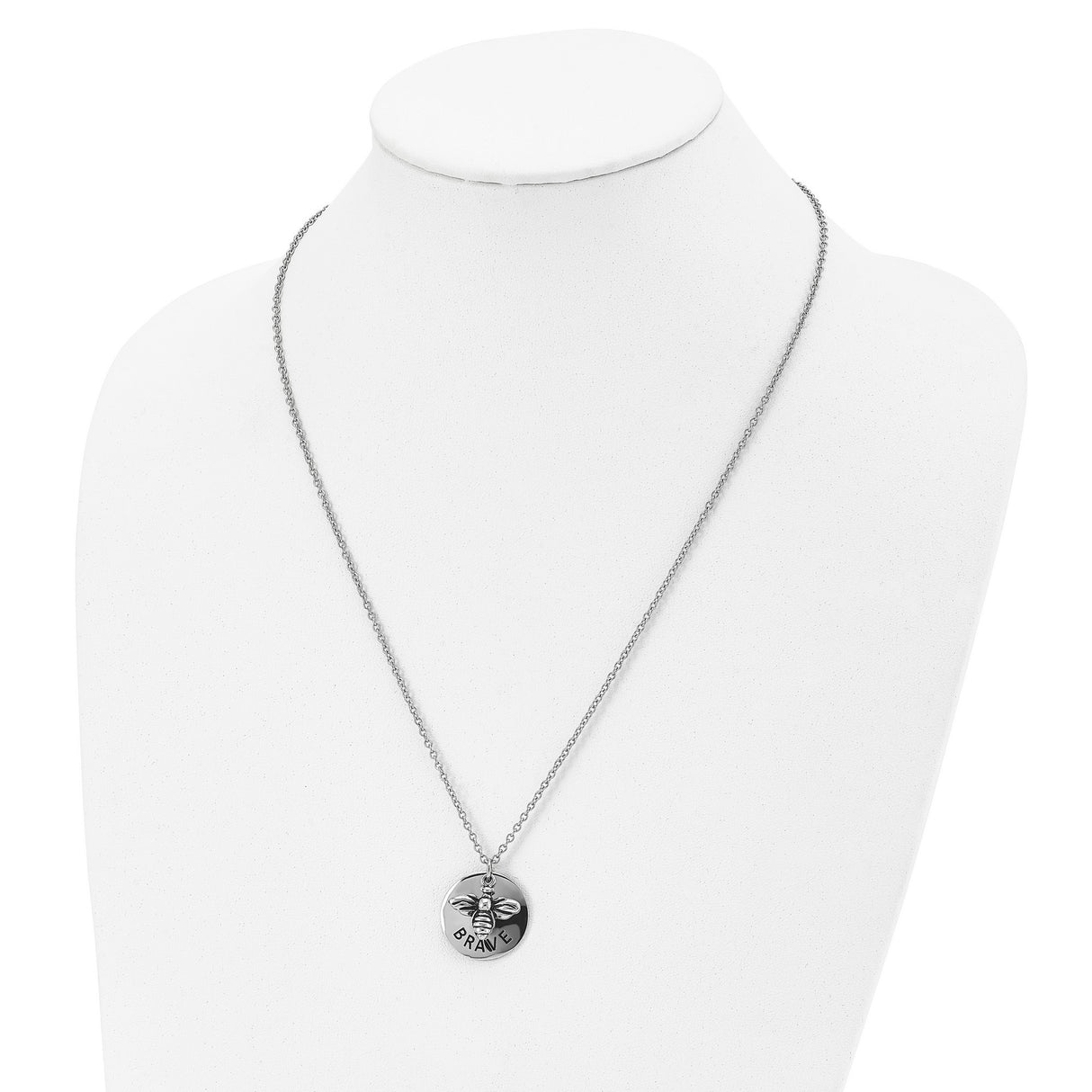 Bumble Bee Brave Word and Necklace 22 Inch Charm Pendant in Real 316 Stainless Steel