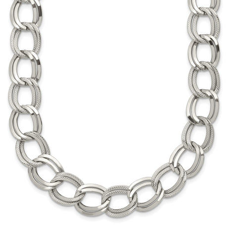 Stainless Steel 11 mm Curb Chain Necklace, Polished detail view