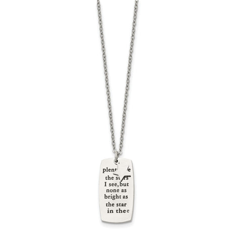 Antiqued And Polished Star Poem 18 Inch Necklace Charm Pendant in Real 316 Stainless Steel