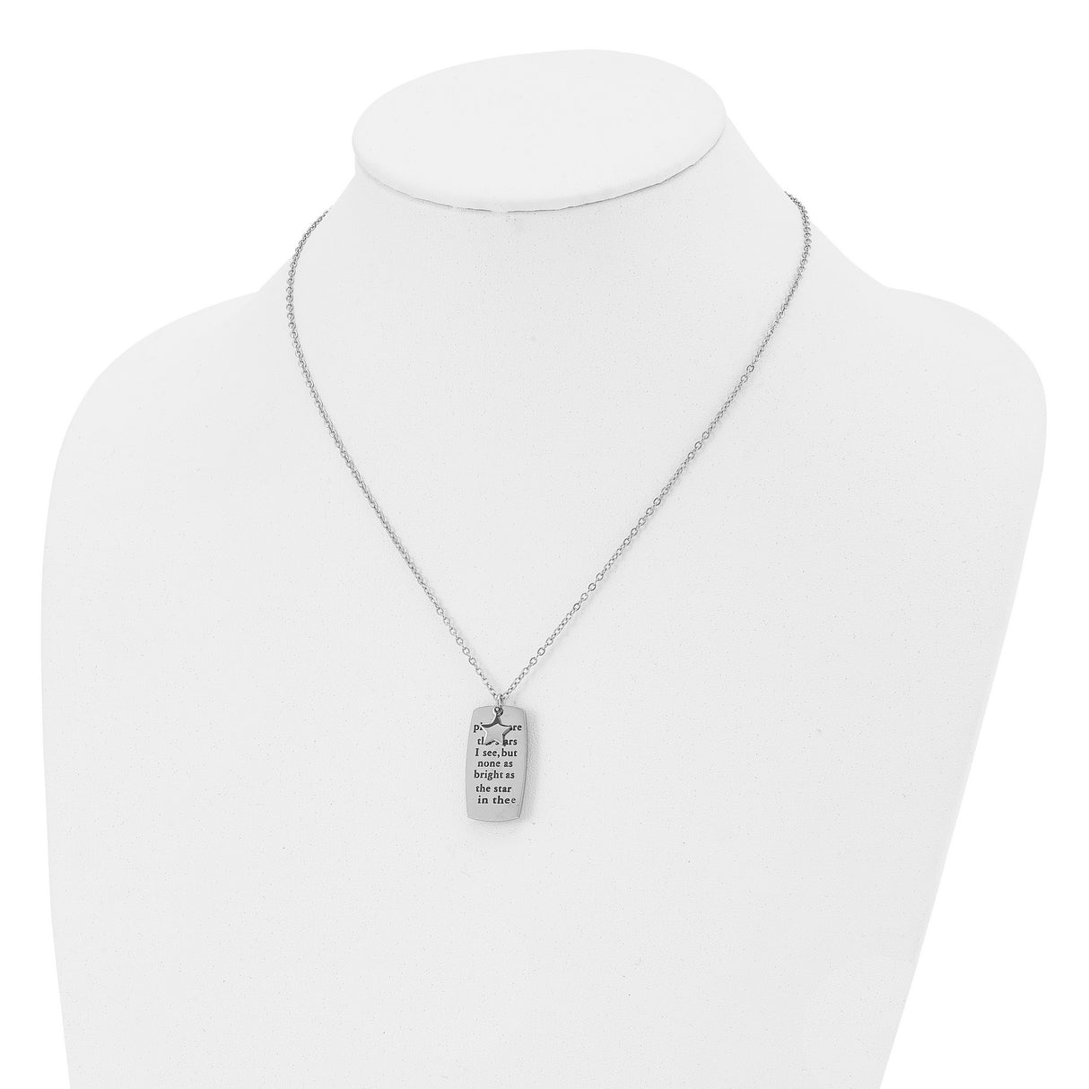 Antiqued And Polished Star Poem 18 Inch Necklace Charm Pendant in Real 316 Stainless Steel