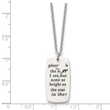 Antiqued And Polished Star Poem 18 Inch Necklace Charm Pendant in Real 316 Stainless Steel