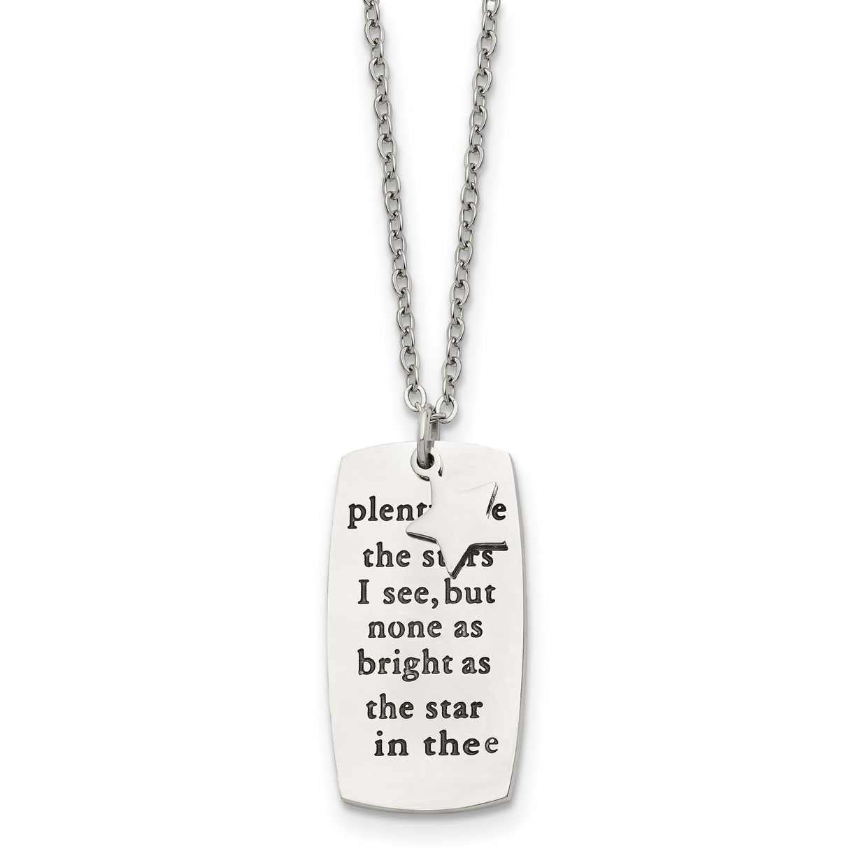 Antiqued And Polished Star Poem 18 Inch Necklace Charm Pendant in Real 316 Stainless Steel