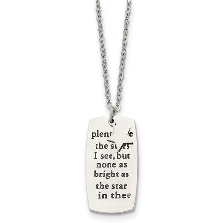 Antiqued And Polished Star Poem 18 Inch Necklace Charm Pendant in Real 316 Stainless Steel