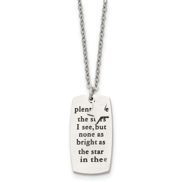 Antiqued And Polished Star Poem 18 Inch Necklace Charm Pendant in Real 316 Stainless Steel