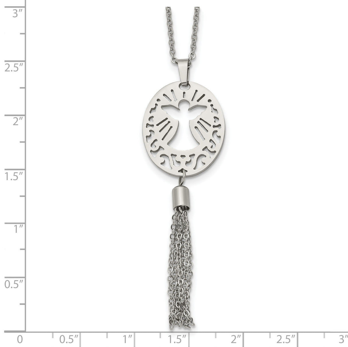 Polished Angel Dangle 20 Inch Necklace Charm Pendant in Real 316 Stainless Steel