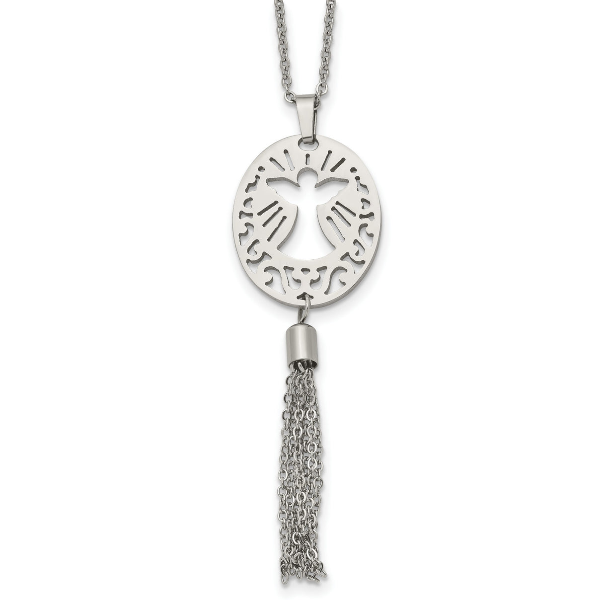 Polished Angel Dangle 20 Inch Necklace Charm Pendant in Real 316 Stainless Steel