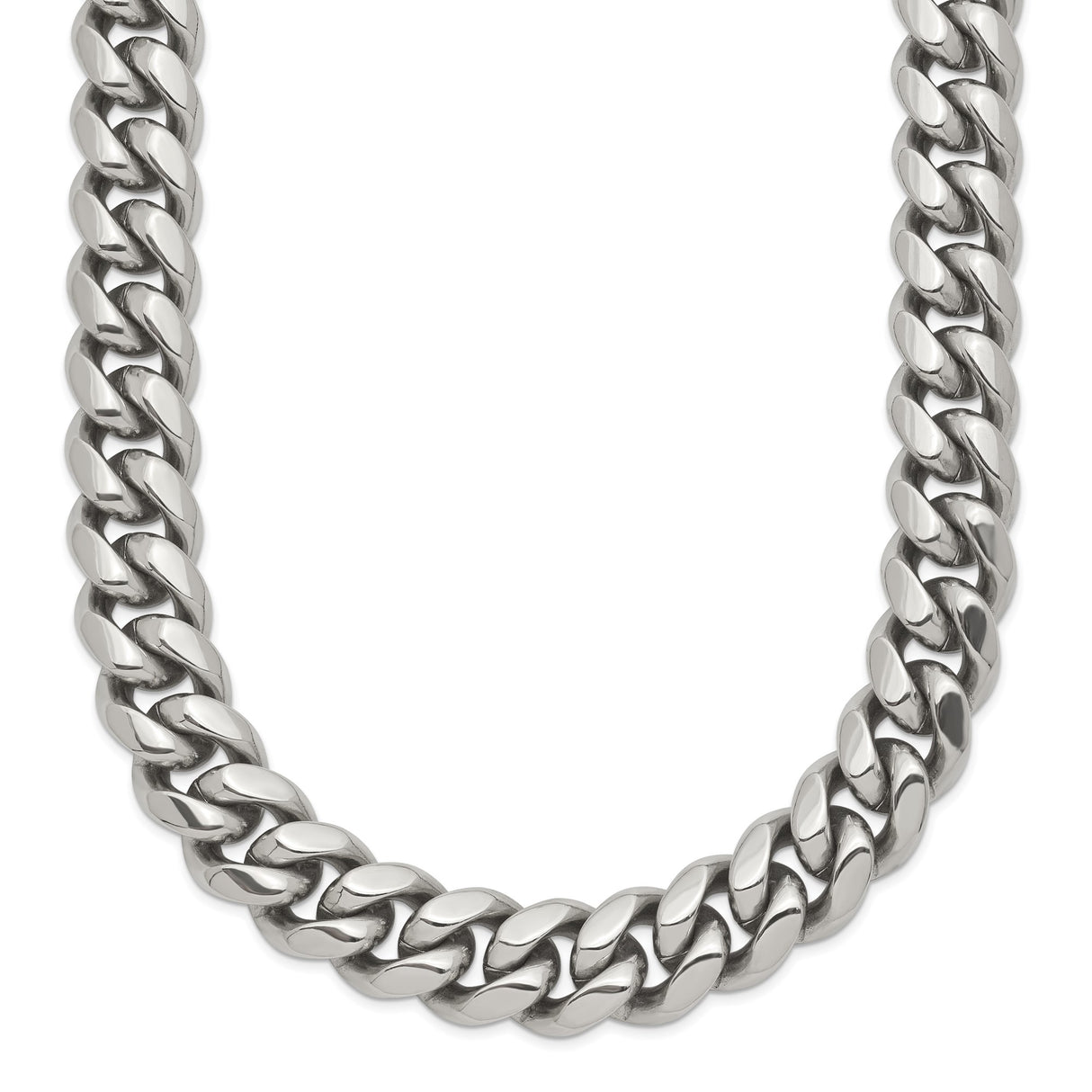 Stainless Steel 10.15 mm Curb Chain Necklace, Polished detail view