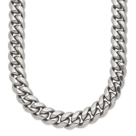 Stainless Steel 10.15 mm Curb Chain Necklace, Polished detail view