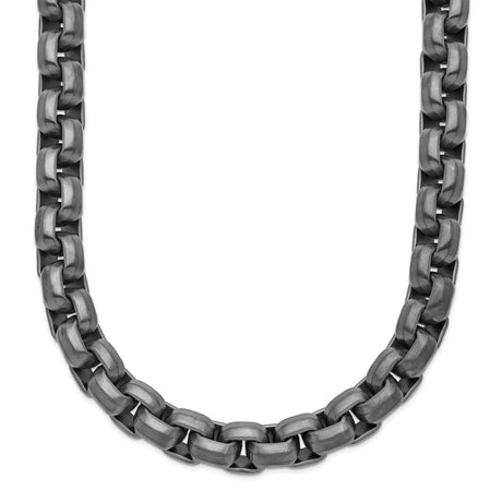 Stainless Steel 8.5 mm Box Chain Necklace, Brushed detail view