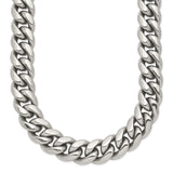 Stainless Steel 11.92 mm Curb Chain Necklace, Polished detail view