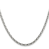 Stainless Steel 3.15 mm Polished Chain Necklace, Solid alternate angle