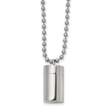 Polished Capsule that Opens on a 22 inch Ball Chain Necklace Charm Pendant in Real 316 Stainless Steel