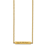 Polished Yellow IP-plated Enameled with CZ ENJOY THE LITTLE THINGS Bar on a 16 inch Cable Chain with a 2 inch Extension Necklace Charm Pendant in Real 316 Stainless Steel