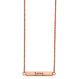 Polished Rose IP-plated Enameled CZ ENJOY THE LITTLE THINGS Bar on a 16 inch Cable Chain with a 2 inch Extension Necklace Charm Pendant in Real 316 Stainless Steel