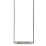 Polished and Enameled with CZ ENJOY THE LITTLE THINGS Bar on a 16 inch Cable Chain with a 2 inch Extension Necklace Charm Pendant in Real 316 Stainless Steel