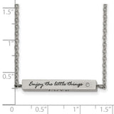 Polished and Enameled with CZ ENJOY THE LITTLE THINGS Bar on a 16 inch Cable Chain with a 2 inch Extension Necklace Charm Pendant in Real 316 Stainless Steel