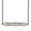 Polished and Enameled with CZ ENJOY THE LITTLE THINGS Bar on a 16 inch Cable Chain with a 2 inch Extension Necklace Charm Pendant in Real 316 Stainless Steel