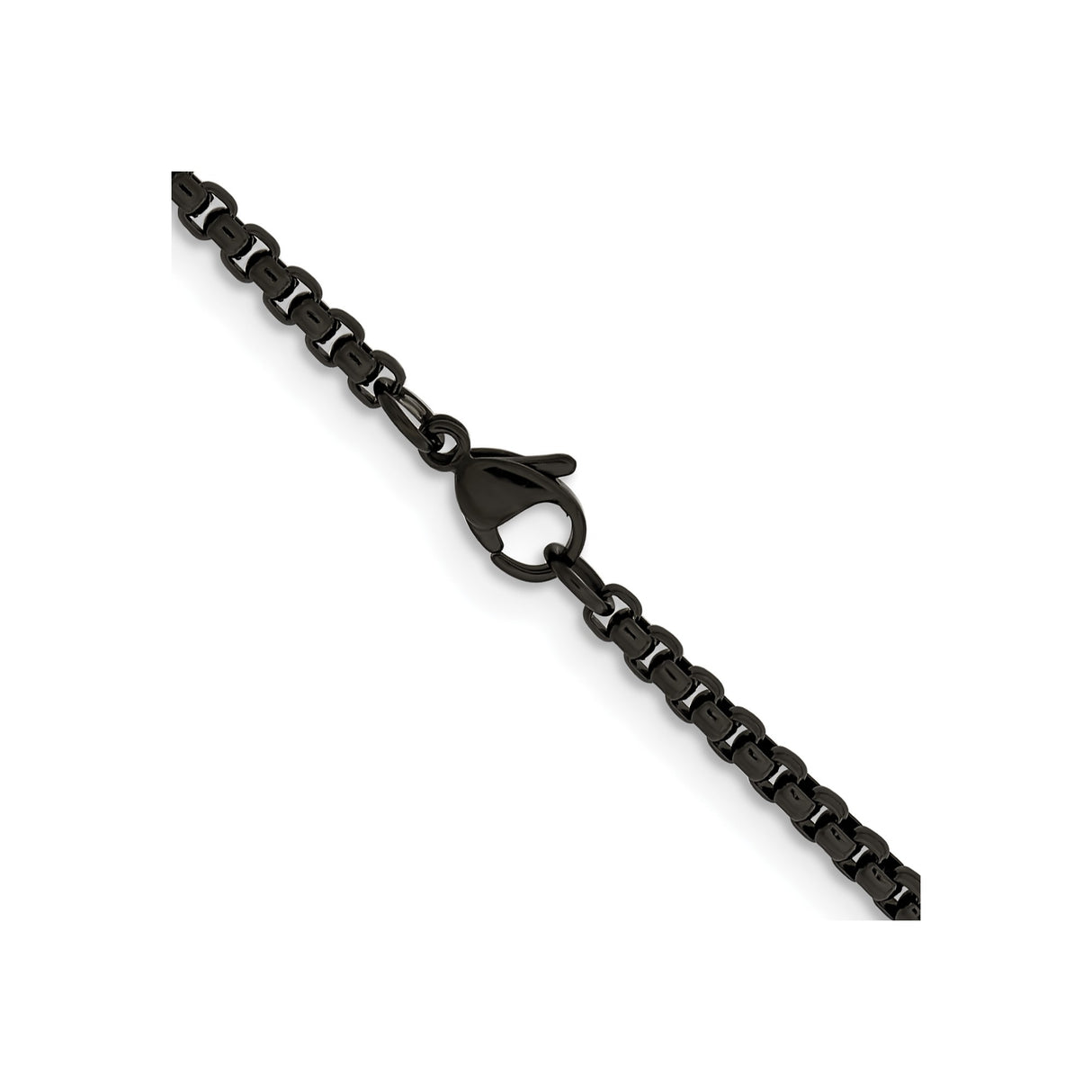 Stainless Steel 2.6 mm Box Chain Necklace, Polished alternate angle