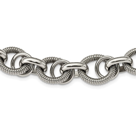 Stainless Steel 21 mm Polished Chain Necklace detail view