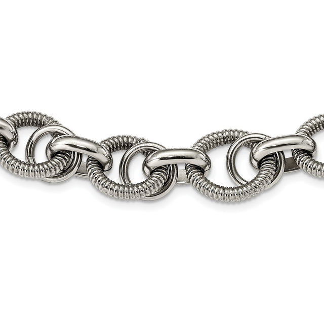 Stainless Steel 21 mm Polished Chain Necklace detail view