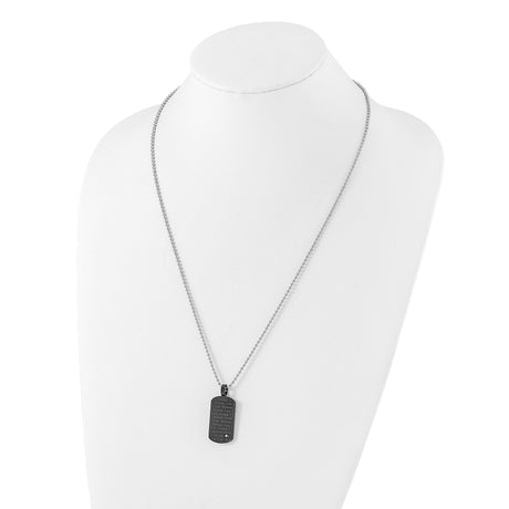 Black PVD CZ Necklace Charm Pendant in Real 316 Stainless Steel