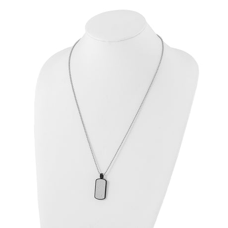 Black PVD CZ Necklace Charm Pendant in Real 316 Stainless Steel